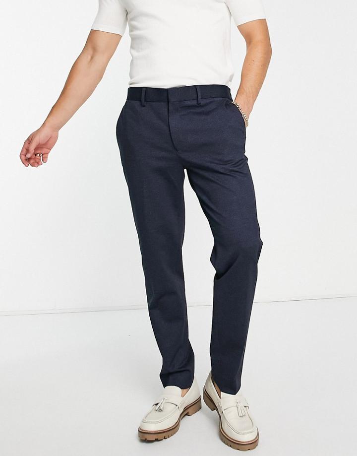 River Island Textured Jersey Smart Pants In Navy - Part Of A Set