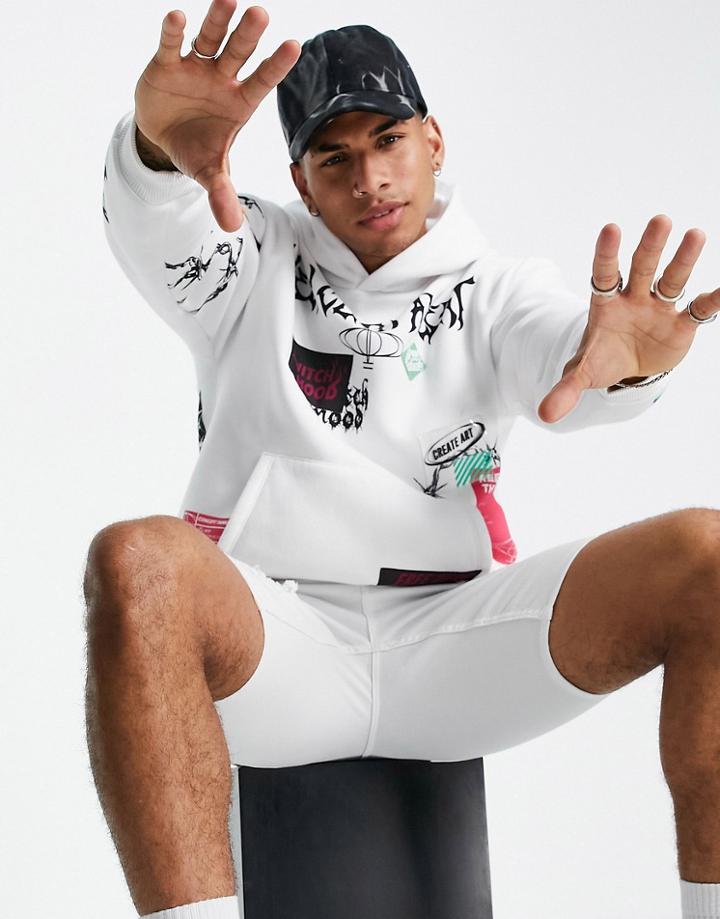 Pull & Bear Hoodie With Multi Label Print Hoodie Set