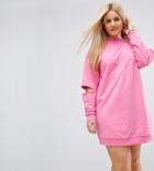 Asos Curve Ultimate Oversized Sweat Dress With Slashed Arm - Pink