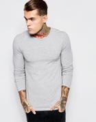 Asos Extreme Muscle Fit Long Sleeve T-shirt With Crew Neck - Gray Marl