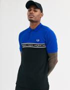 Fred Perry Logo Taping Polo Shirt In Blue