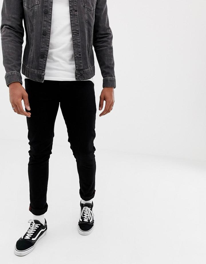 Solid Slim Fit Jeans In Black Wash - Black