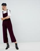 Asos Cord Jumpsuit In Berry With Tie Strap - Red
