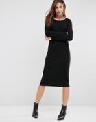 Brave Soul Bodycon Midi Dress - Black