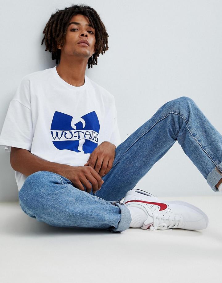 Asos Design Wu Tang Clan Oversized T-shirt With Front And Back Print - White