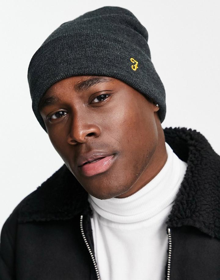 Farah Logo Beanie Hat In Gray