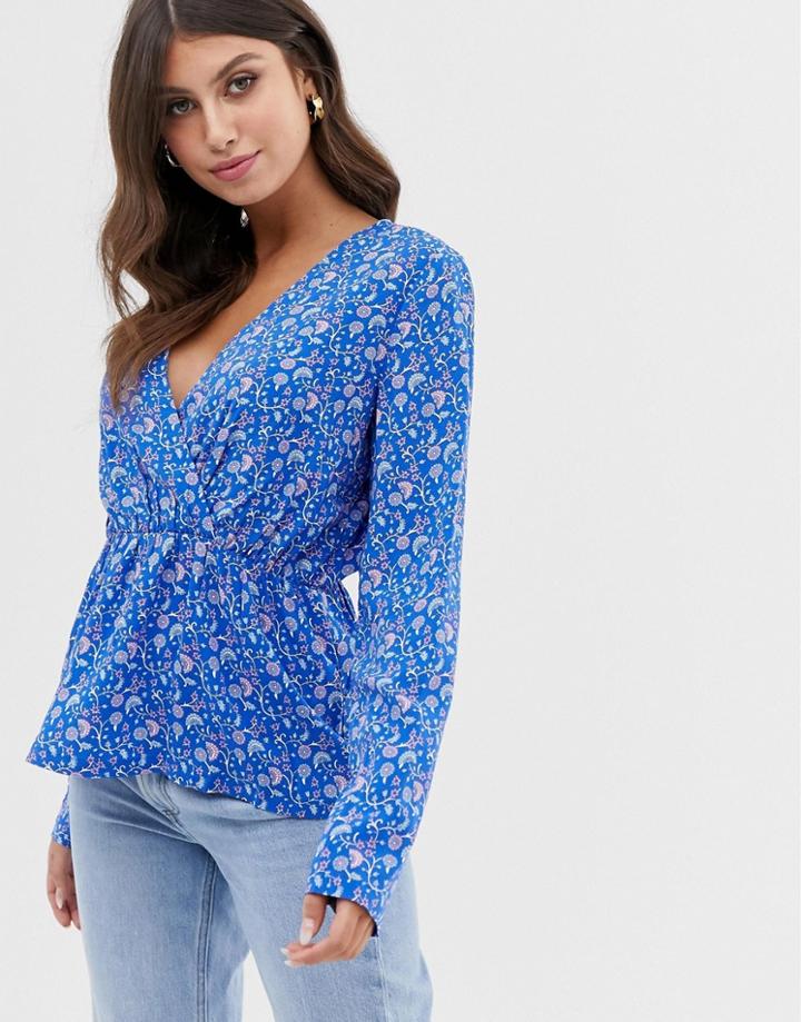 Vila Floral Wrap Blouse-multi