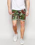 Asos Chino Shorts In Camo Print - Khaki