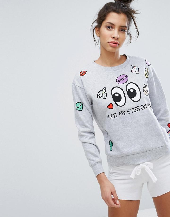 Undiz Eyes On You Sweat Top - Gray