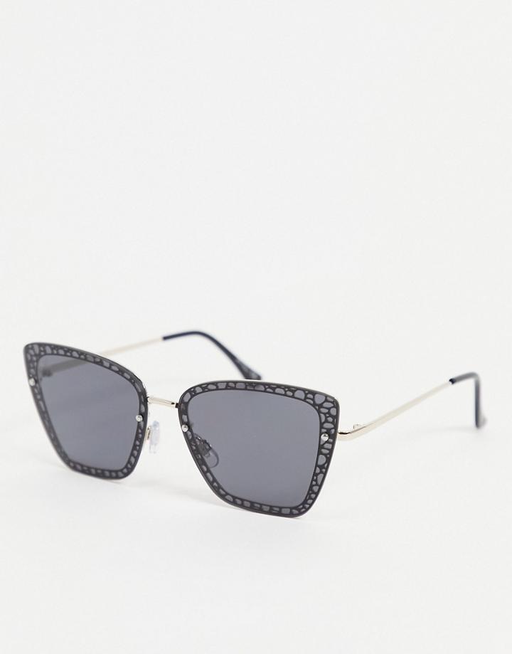 Jeepers Peepers Cat Eye Sunglasses In Black With Lens Rim Design