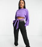 Asyou Set Cut Out Wrap Detail Top In Violet-white