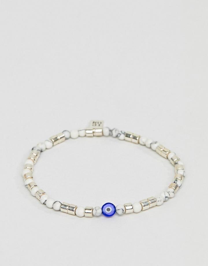 Icon Brand Beaded Bracelet In Cream - White