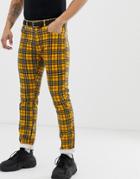 Pull & Bear Jeans In Yellow Check Two-piece - Yellow