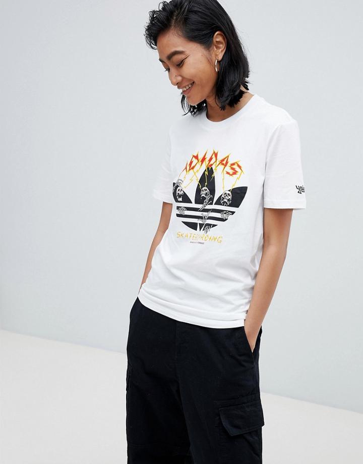 Adidas Skateboarding Oversized T-shirt With Printed Trefoil - Multi