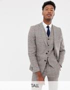 Gianni Feraud Tall Slim Fit Heritage Check Wool Blend Suit Jacket-brown