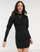Asos Design Mini Dress With Volume Sleeves In Black