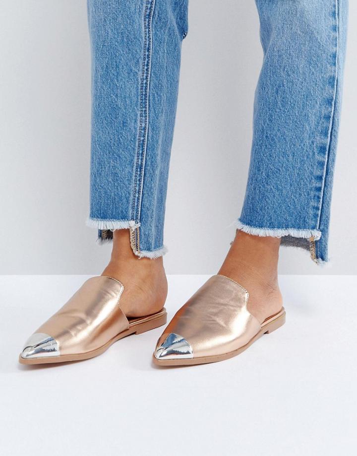 Asos Mona Flat Mules - Gold