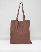 Asos Tote Bag In Brown - Brown