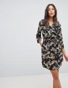 Oasis Floral Print Tie Front Shirt Dress - Multi