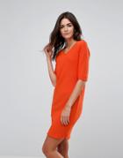 B.young V Neck Shift Dress - Orange