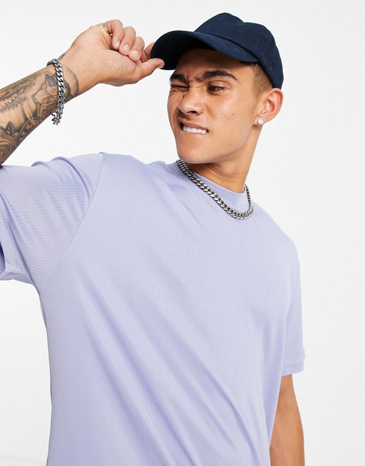 Asos Design Relaxed T-shirt In Slinky Rib In Purple