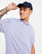 Asos Design Relaxed T-shirt In Slinky Rib In Purple