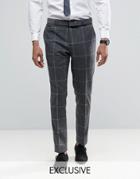 Noak Slim Suit Pants In Check - Gray