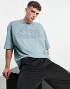 Asos Dark Future Oversized T-shirt With 3d Embossed Logo In Gray-grey