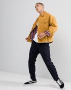 Asos Design Oversized Denim Jacket With Check In Mustard-yellow