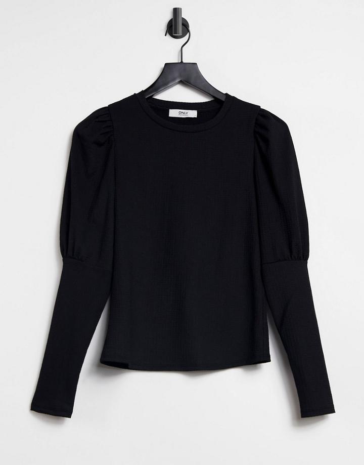 Only Long Sleeve T-shirt With Half Volume Sleeve In Black