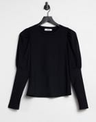 Only Long Sleeve T-shirt With Half Volume Sleeve In Black