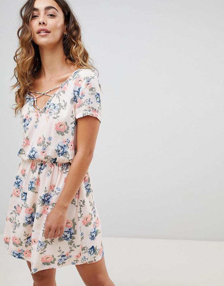 Pepe Jeans Deborah Floral Print Mini Dress - White