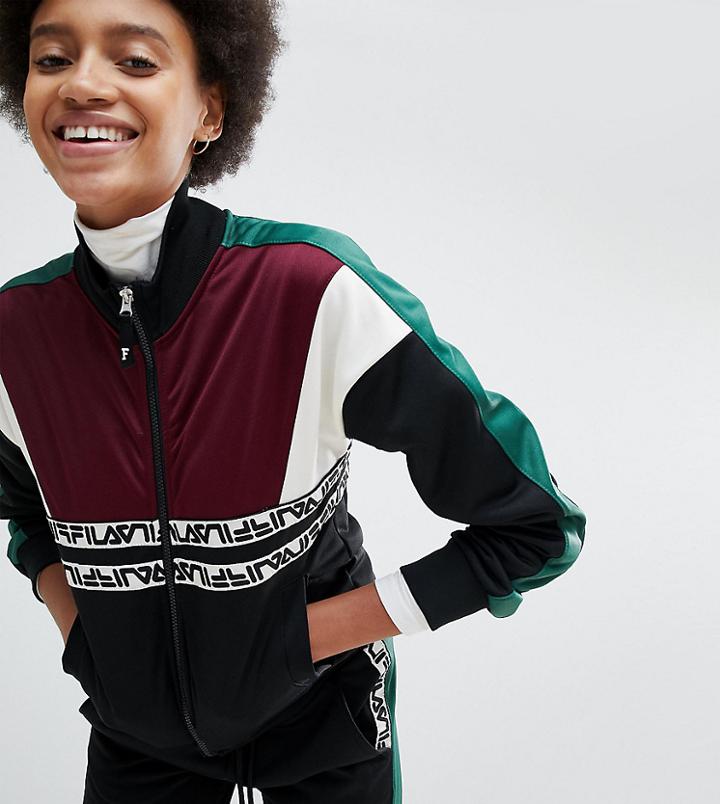 Fila Tracksuit Jacket With Contrast Panels And Logo Taping - Black