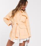 Asos Design Petite Soft Cotton Utility Jacket In Buttermilk-yellow