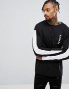 Granted Long Sleeve T-shirt In Black With Broken Print - Black