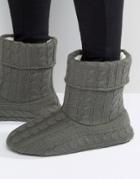 Asos Slipper Boots In Gray Cable Knit - Gray