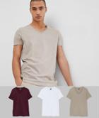 Asos Design T-shirt With V Neck 3 Pack Multipack Saving - Multi