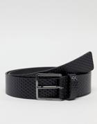 Hugo Gervais Geo Textured Leather Belt In Black - Black