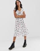 Motel Midi Dress In Floral-cream