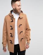 Asos Wool Mix Duffle Coat In Camel - Tan