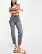 Topshop Straight Organic Cotton Jean In Dark Gray