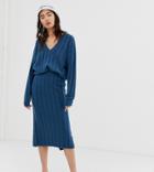 Monki Ribbed Midi Knit Skirt In Blue Two-piece - Blue