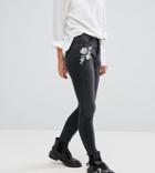 New Look Petite Embroidered Skinny Jean - Gray