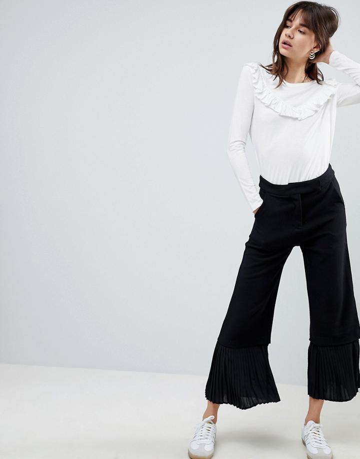 Cubic Uma Sheer Wide Leg Pants - Black