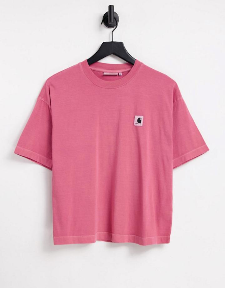 Carhartt Wip Relaxed T-shirt In Pink With Chest Logo