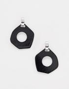 Nylon Abstract Resin Earrings - Black