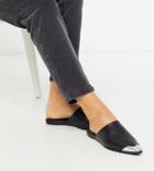 Co Wren Wide Fit Western Flat Mules In Black With Toe Cap