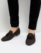 Dune Tassel Loafers In Brown Suede