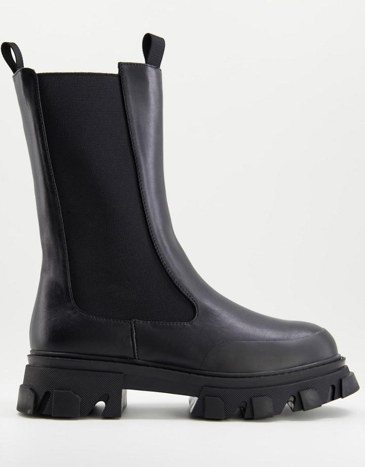 Public Desire Man Hendrix High Shaft Chelsea Boots In Black