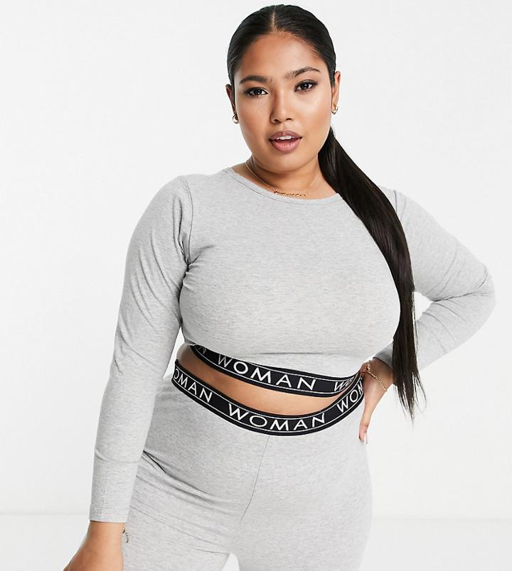 Yours Lounge Long Sleeved Top In Gray